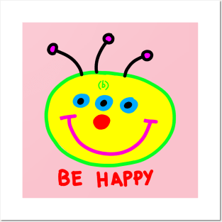 Be happy alien clown kawaii Posters and Art